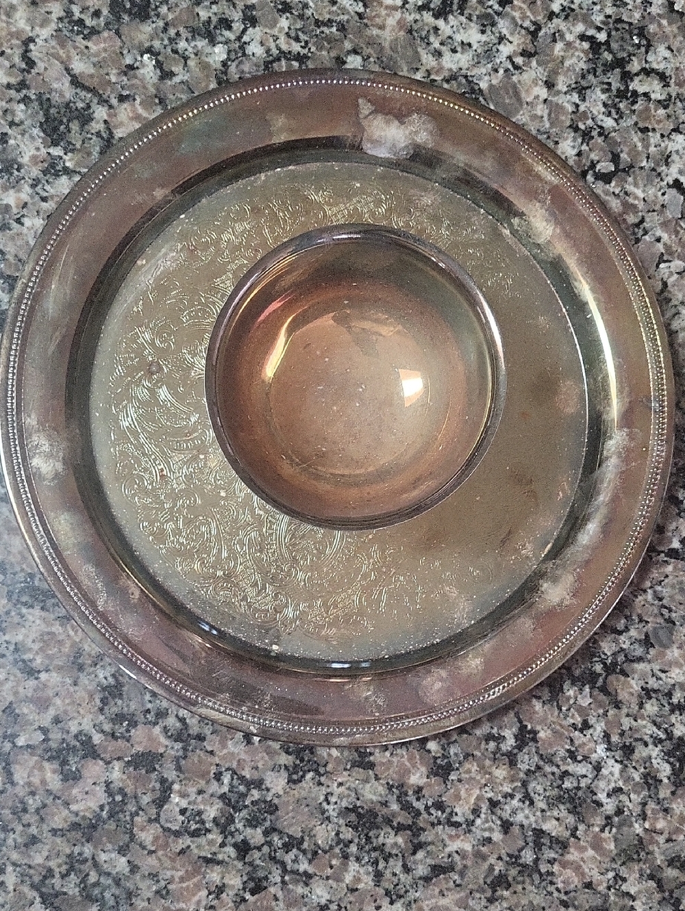 Vintage Silver-Plated Chip And D Serving Tray Center Bowl Silver Tone Oneida 12"